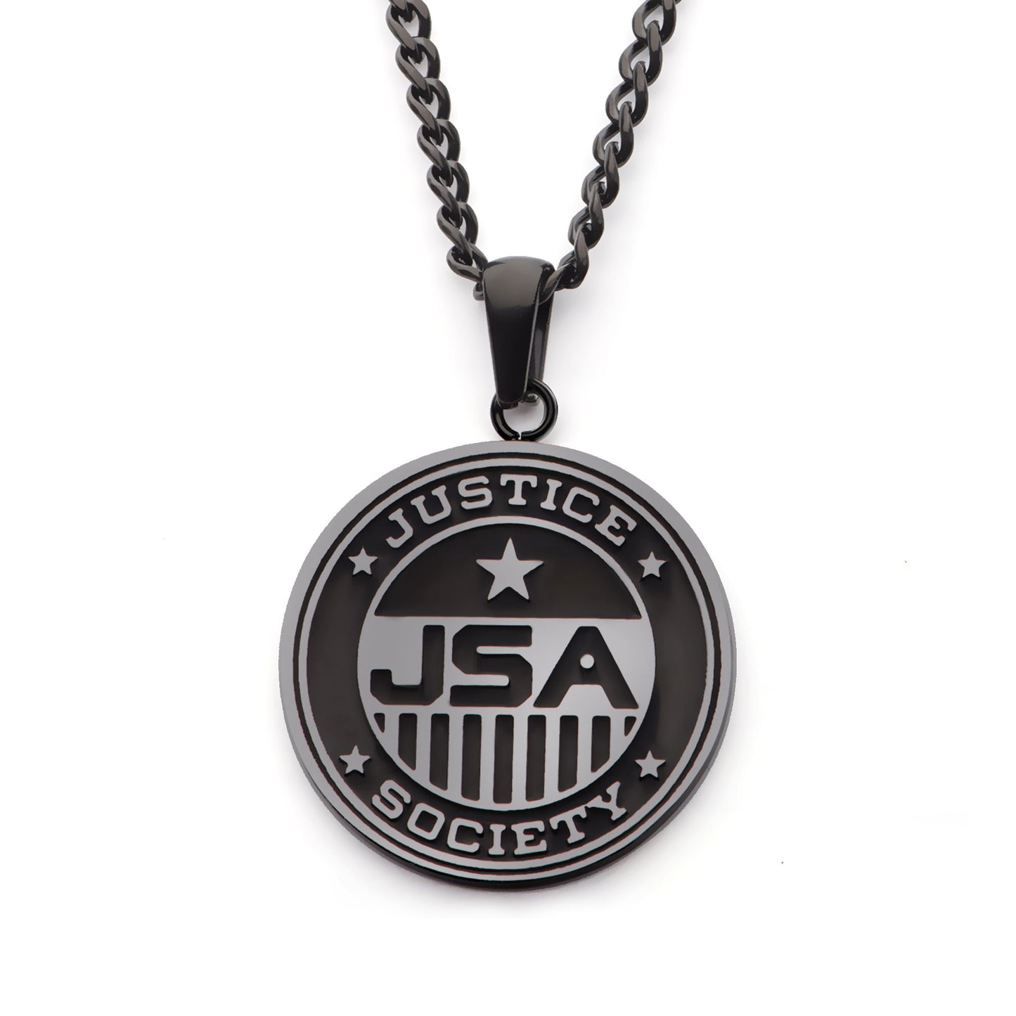 DC Comics BLACK ADAM MEN'S BLACK JSA NECKLACE - Officially Licensed Warner Bros. Justice Society Of America Logo Pendant - Chain
