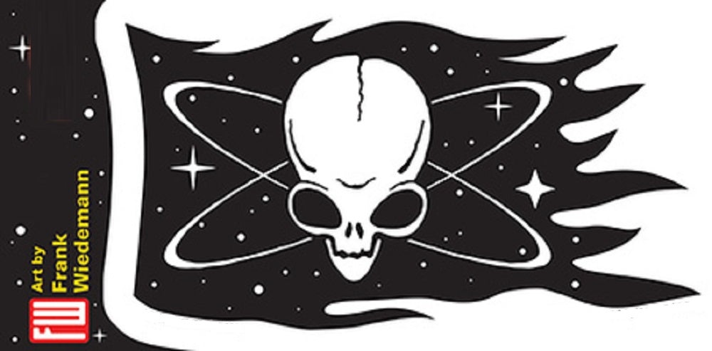 PIRATE ALIEN FLAG STICKER - Frank Wiedemann Art Weather Resistant Long Lasting Orignal In / Out Die-Cut Sticker