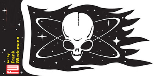 PIRATE ALIEN FLAG STICKER - Frank Wiedemann Art Weather Resistant Long Lasting Orignal In / Out Die-Cut Sticker