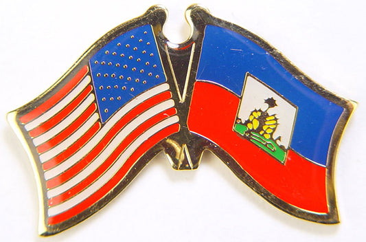 INTERNATIONAL, USA & HAITI Cross Flags - Original Artwork, Expertly Designed PIN - 1.125"