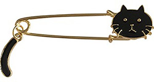 Black Cat with Tail Artwork PIN, 3D Rubber & Embossed Metal Lapel Pins - 1"