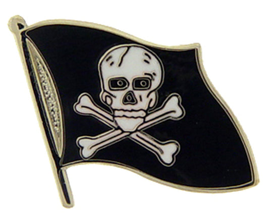 BIKES, BONES & REBEL, PIRATE SKULL & BONES FLAG - Original Artwork, Expertly Designed PIN - 1"