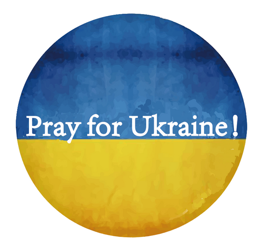 PRAY FOR UKRAINE BUTTON - Ukrainian Flag Symbol Original Artwork Brooch Button
