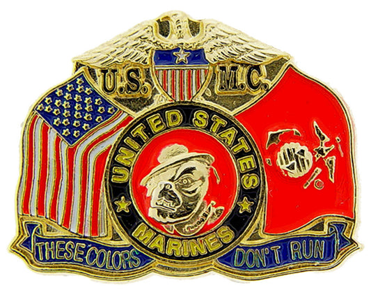 U.S. MARINES, USMC DEVIL DOG THESE COLORS - Original Artwork, Expertly Designed PIN - 1.125"
