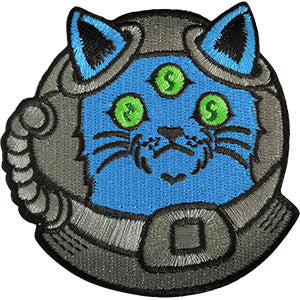 Cats Space Alien- Sew Iron on, Embroidered Original Artwork - Patch - 2.83" X 2.91"