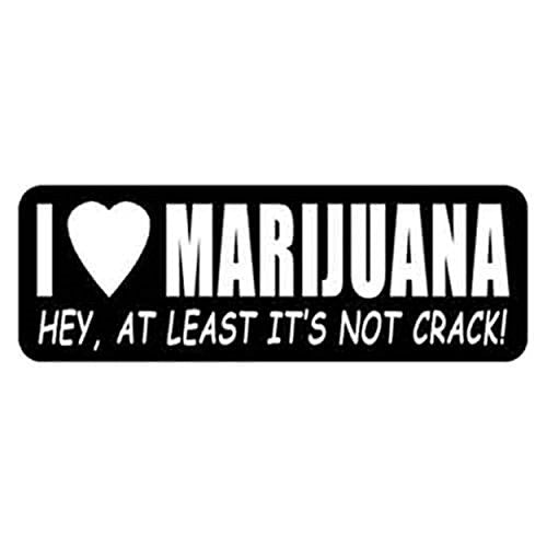 I Love Marijuana Motorcycle Helmet Stickers - Novelty Artwork Decals, 4 x 1"