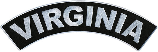VIRGINIA TOP ROCKER, PATCH - US States Virginia High Thread Iron-On Heat Sealed Backing Sew-On Large Patch - 12” x 3”