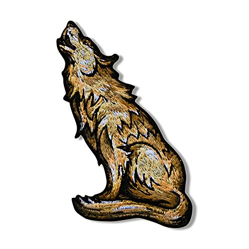 HOWLING WOLF, Exceptional Quality Iron-On / Saw-On, Heat Sealed Backing Rayon PATCH - 2" x 5"