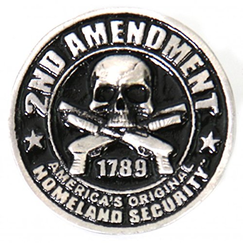 2ND AMENDMENT - SKULL & TWO CROSSED PISTOL, Original Artwork, Expertly Designed Lead Free PIN