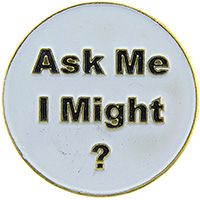 ASK ME I MIGHTY ? PIN - Original Artwork Backpack Enamel Lapel Pin - 1"