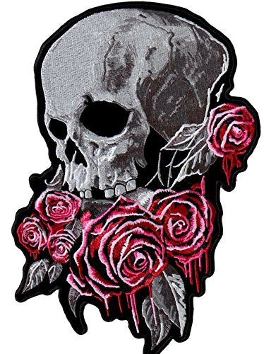BLEEDING ROSES, High Thread Embroidered Iron-On / Saw-On Rayon PATCH - 3" x 4"