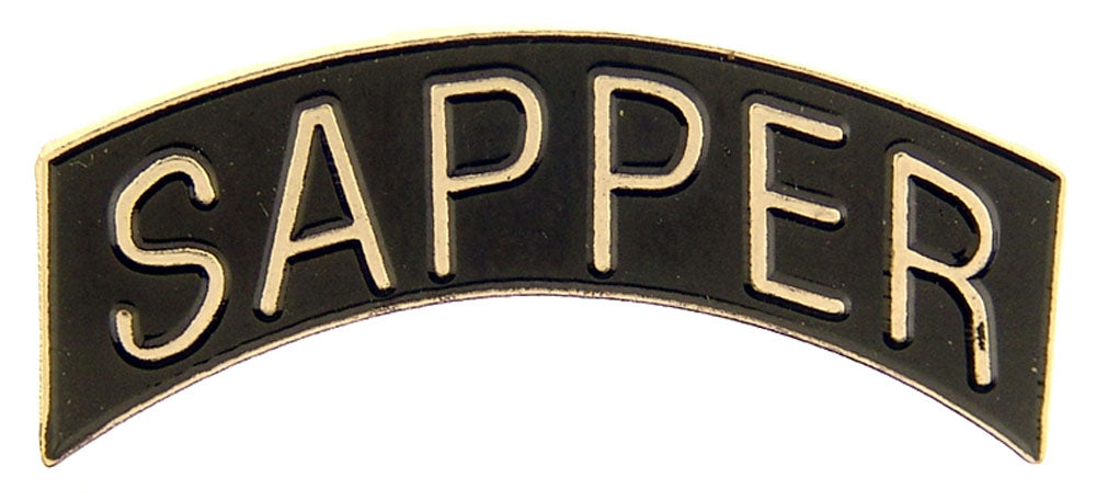 U.S. ARMY, SAPPER TAB - Original Artwork, Expertly Designed PIN Silver Black - 1.25"