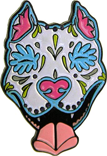CALI, PRETTY IN INK SLOBBERING PIT BULL - Enamel LAPEL PIN, Original Artwork, 1.25"