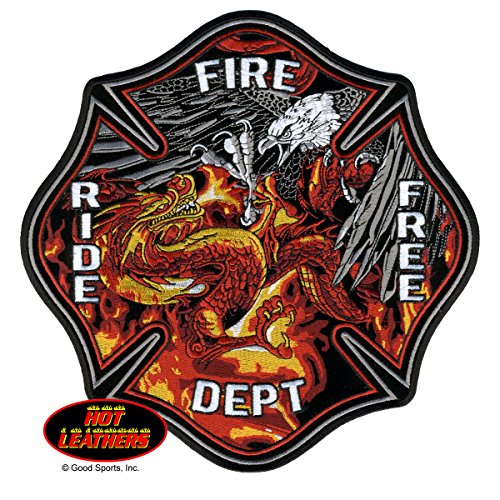 EAGLE VS FIRE DRAGON, High Quality Iron-On / Saw-On, Heat Sealed Backing Rayon PATCH - 10" x 10"