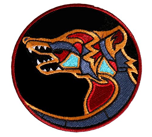 NATIVE WOLF, High Thread Embroidered Iron-On / Saw-On, Heat Sealed Backing Rayon PATCH - 4" x 4"