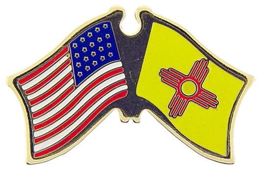 USA STATES, USA & NEW MEXICO Cross Flags - Original Artwork, Expertly Designed PIN - 1.125"