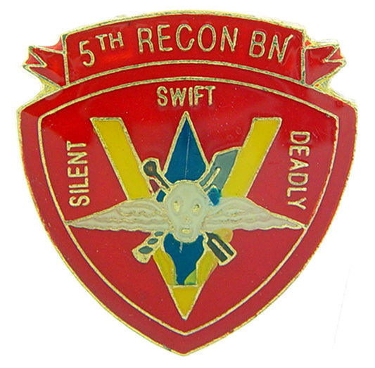 U.S. MARINES, Silent Swift Deadly USMC 5th RECON BATTALION - Artwork, Expertly Designed PIN - 1"