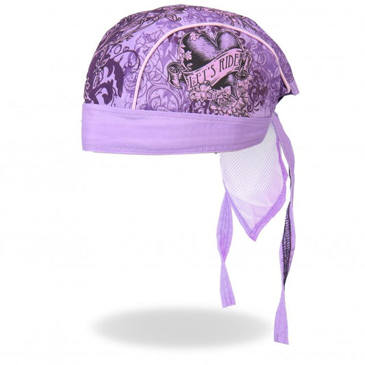 HEART, "Let's Ride" - High Quality Micro-Fiber & Mesh Lining Bikers HEADWRAP