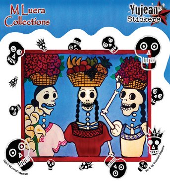 MaryAnn Luera, Fabulous Market Ladies Day Of Dead, 4.5" x 4" - Weather/UV Resistant, Extra Long Lasting Vinyl Die-Cut DE