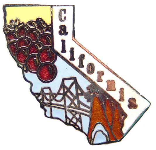 US STATES PIN, CALIFORNIA NORTH MAP - Novelty Patriotic Enamel Lapel PIN - 1"