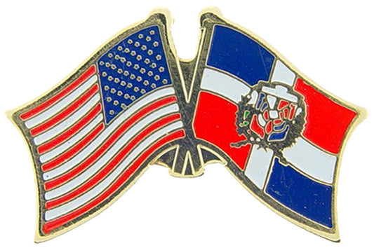 INTERNATIONAL, USA & DOMINICAN REP Cross Flags - Original Artwork, Expertly Designed PIN - 1.125"