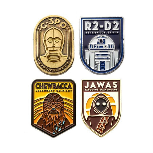 Chewbacca and Jawas, Original Artwork - Enamel Base Metal Pin Set