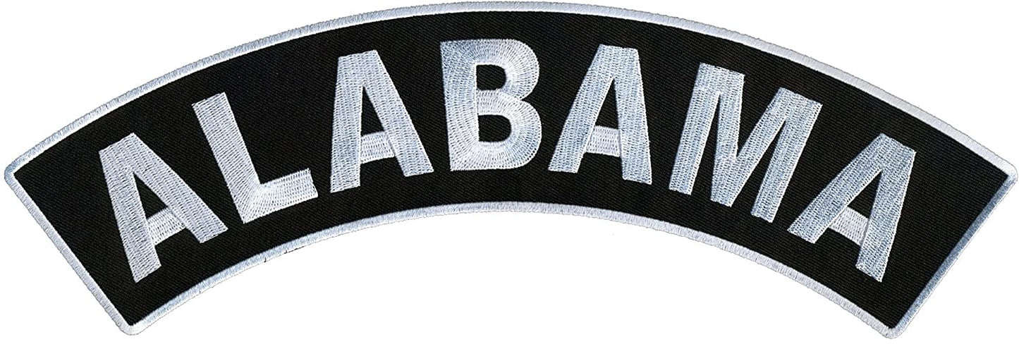 ALABAMA TOP ROCKER, PATCH - US States Alabama High Thread Iron-On Heat Sealed Backing Sew-On Biker's Large Patch - 12” x 3”