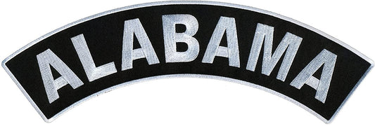 ALABAMA TOP ROCKER, PATCH - US States Alabama High Thread Iron-On Heat Sealed Backing Sew-On Biker's Large Patch - 12” x 3”