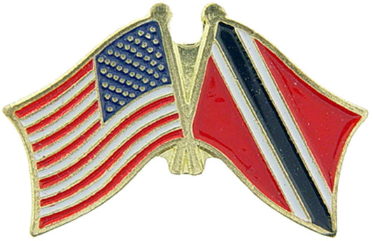 INTERNATIONAL, USA & TRINIDAD Cross Flags - Original Artwork, Expertly Designed PIN - 1.125"