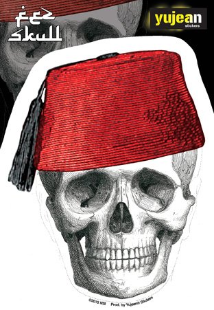 Matt Stewart, CABINET OF CURIOSITIES SKULL-FACE, All Weather/UV Resistant, Die-Cut Vinyl STICKER / DECAL - 4.25" x 5.25"