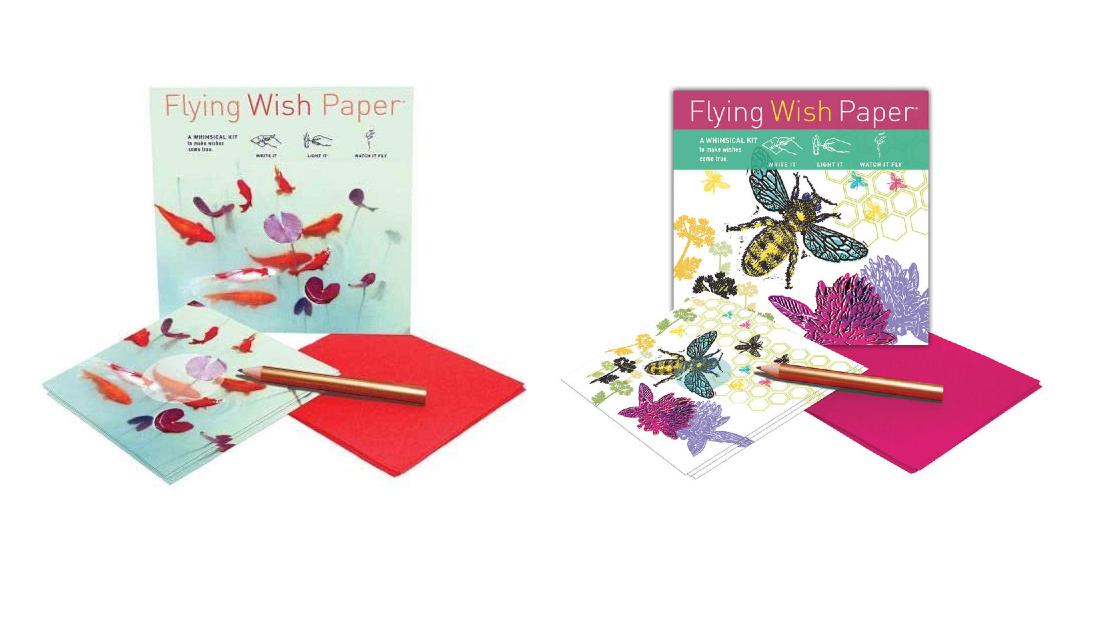 Flying Wish Paper Combo Pack, 1 x Koi Pond + 1 x Just Bee, Mini Kit Combos, Write it, Light it, Watch it Fly - (2 x Mini Sets) - 5" x 5" Each