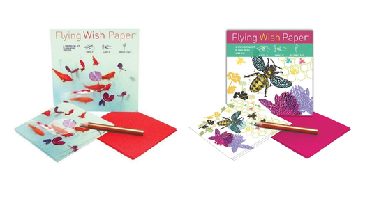 Flying Wish Paper Combo Pack, 1 x Koi Pond + 1 x Just Bee, Mini Kit Combos, Write it, Light it, Watch it Fly - (2 x Mini Sets) - 5" x 5" Each