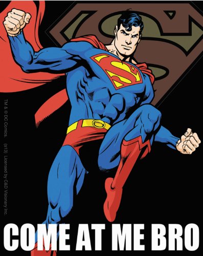 Licenses Products DC Comics Superman Come at Me Bro Jumping Black Sticker