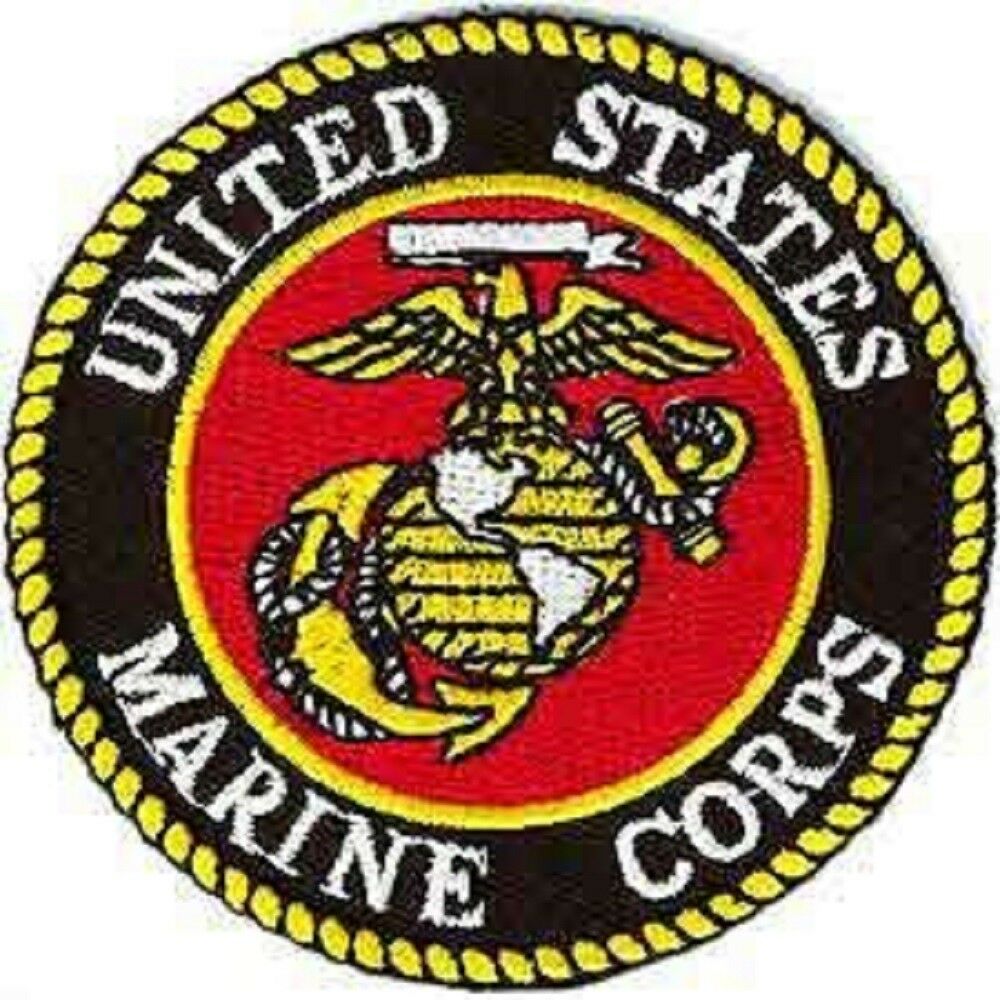 UNITED STATES MILITARY PATCH, USA MARINE CORPS LOGO - Embroidered Sew On / Iron On Patriotic PATCH - 3" Round