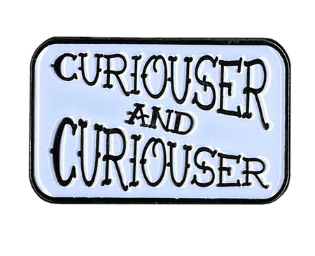 Alice "Curiouser & Curiouser" Enamel Pin, Licensed Original Artwork by Matt Stewart - 1.5" x 0.75"