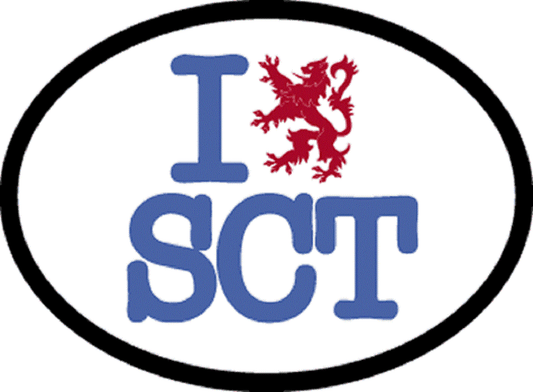 I LOVE SCOTLAND Sticker - Orignal Artwork Vinyl - Reflective British Oval Decal Sticker - 3.5" x 4.75"
