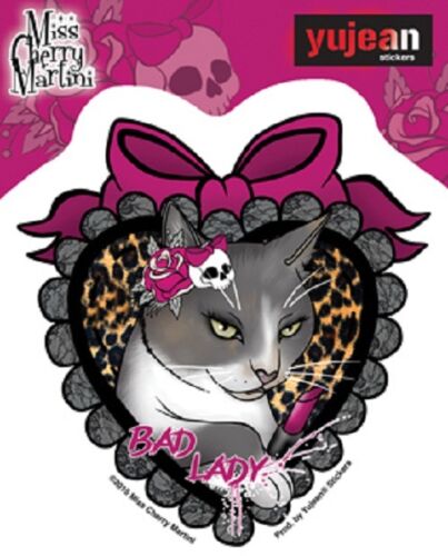 Miss Cherry Martini - LADY - 4.25" x 4" - Extra Long Lasting, All Weather/UV Resistant, Die-Cut Vinyl STICKER / DECAL