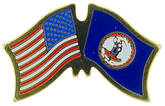 USA STATES, USA & VIRGINIA Cross Flags - Original Artwork, Expertly Designed PIN - 1.125"