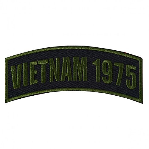 VIETNAM 1975, Iron-On / Saw-On Rayon PATCH - 4" x 1", Heat Sealed Backing