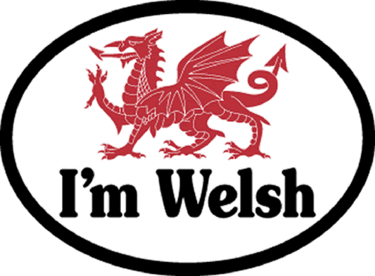 I'M WELSH Sticker - Orignal Artwork Vinyl - Reflective British Oval Decal Sticker - 3.5" x 4.75"