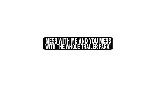Mess With Me Motorcycle Helmet Stickers - Novelty Artwork Biker Decals, 4" x 1"
