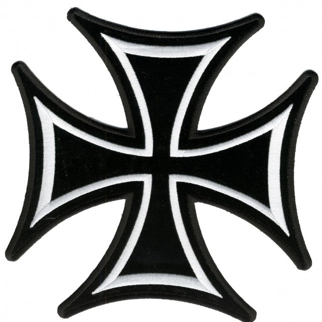 IRON CROSS SKINNY, EMBROIDERED Iron-On/Saw-On Rayon PATCH, 3" x 3"