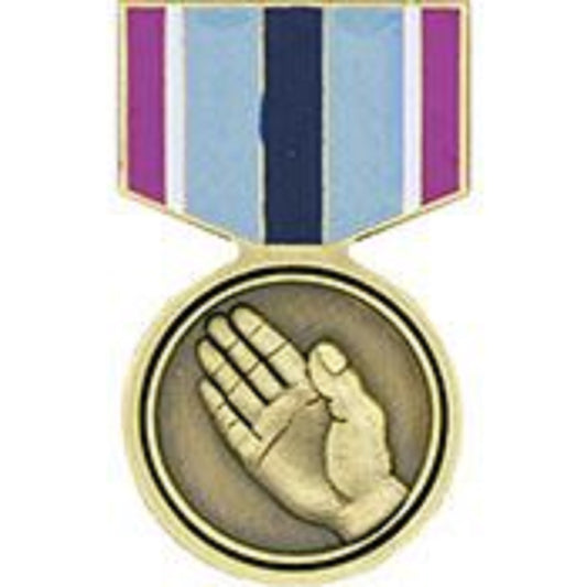 U.S. MILITARY, MEDAL HUMANITARIAN - Original Artwork, Expertly Designed PIN Silver - 1.1875"