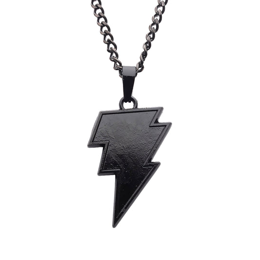 DC Comics BLACK ADAM LIGHTNING NECKLACE - Officially Licensed Lightning Bolt Pendant - Chain - 0.8" x 1.4"