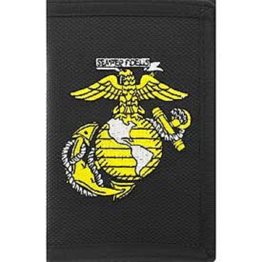 US MARINES WALLET - United States MARINES EGA - Embroidered Logo Heavy Duty Trifold Nylon Wallet - 3.5" x 5"