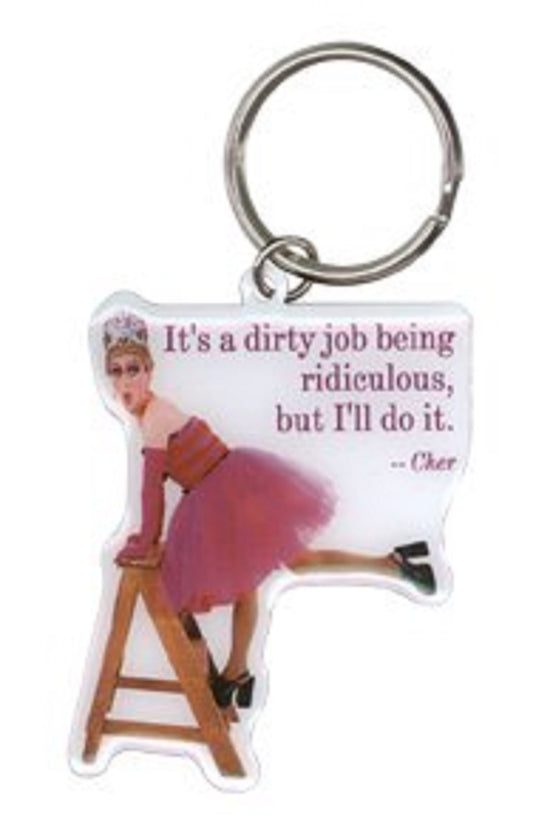 Sublime Design Dirty Job Woman on Step Ladder - Metal Keychain