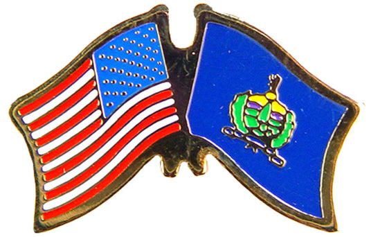 USA STATES, USA & VERMONT Cross Flags - Original Artwork, Expertly Designed PIN - 1.125"