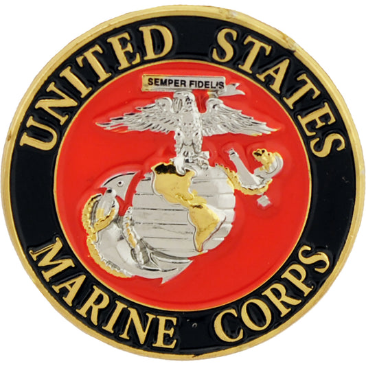 U.S. MARINES, USMC LOGO E - Original Artwork, Expertly Designed PIN Silver Gold - 1"