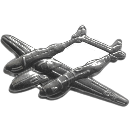 AIRCRAFT & HELICOPTERS, P-38 LIGHTNING Pewter - Original Artwork, Expertly Designed PIN - 1.5"