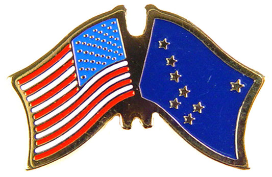 USA STATES, USA & ALASKA Cross Flags - Original Artwork, Expertly Designed PIN - 1.125"